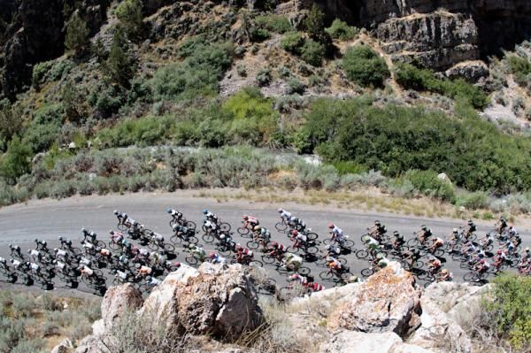 Riders making their way up through one of the canyons today.