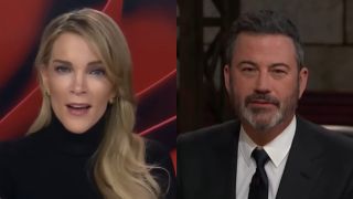 Megyn Kelly talks on The Megyn Kelly Show, while Jimmy Kimmel appears on Jimmy Kimmel Live!