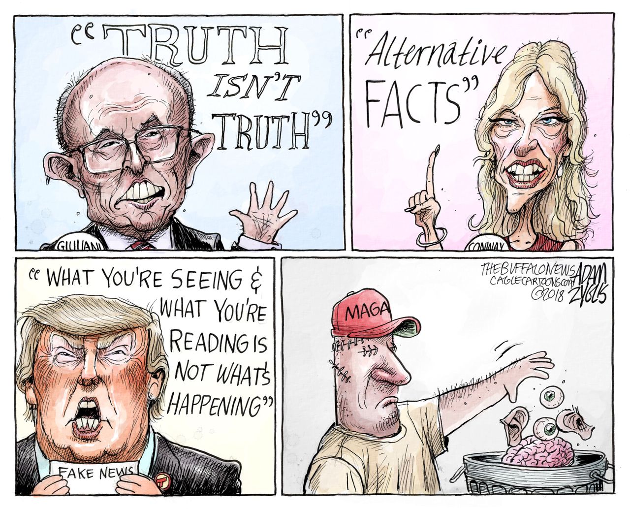 Political cartoon U.S. Rudy Giuliani Kellyanne Conway Trump truth isn&amp;#039;t truth maga