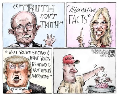 Political cartoon U.S. Rudy Giuliani Kellyanne Conway Trump truth isn't truth maga