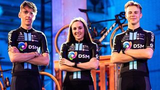 Team DSM riders pose in new Nalini kit