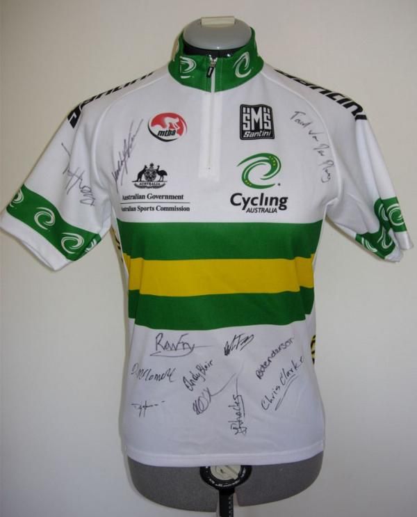 The signed Australian national team jersey up for auction.