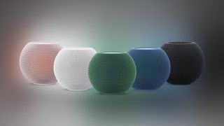 HomePod Mini 2 in various colours arranged in a row