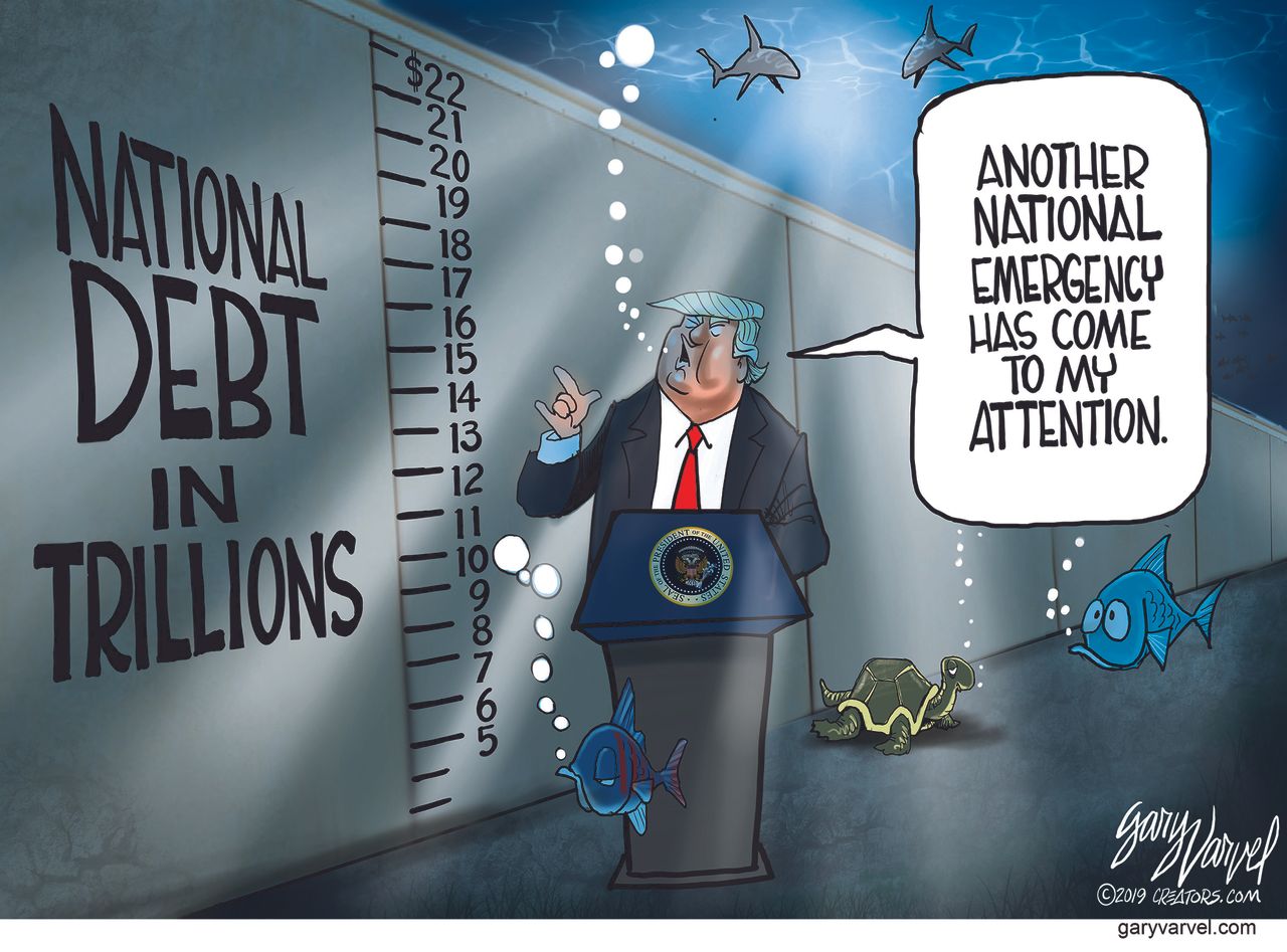 Political Cartoon&amp;amp;nbsp;U.S. Trump National Emergency Debt Trillions