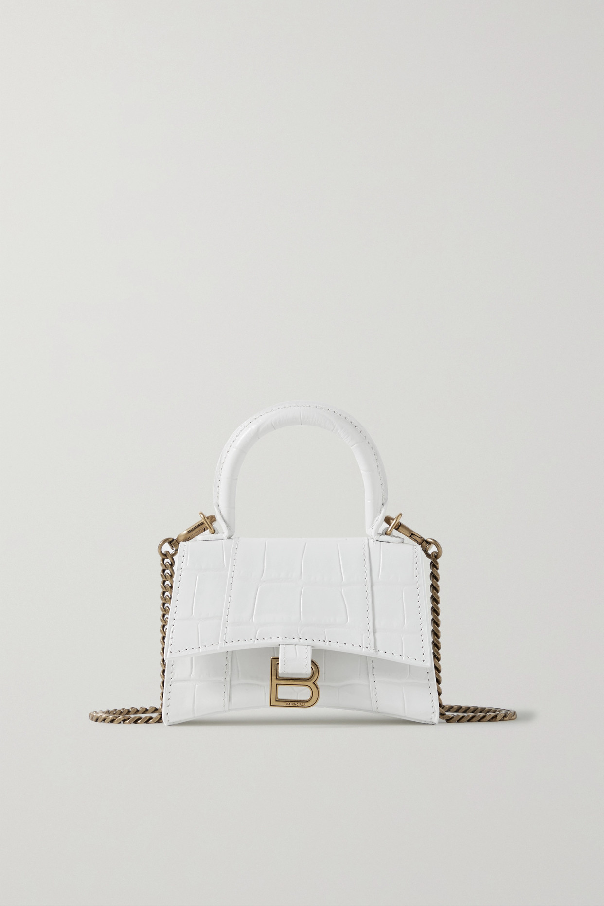 Hourglass Mini Croc-Effect Leather Tote