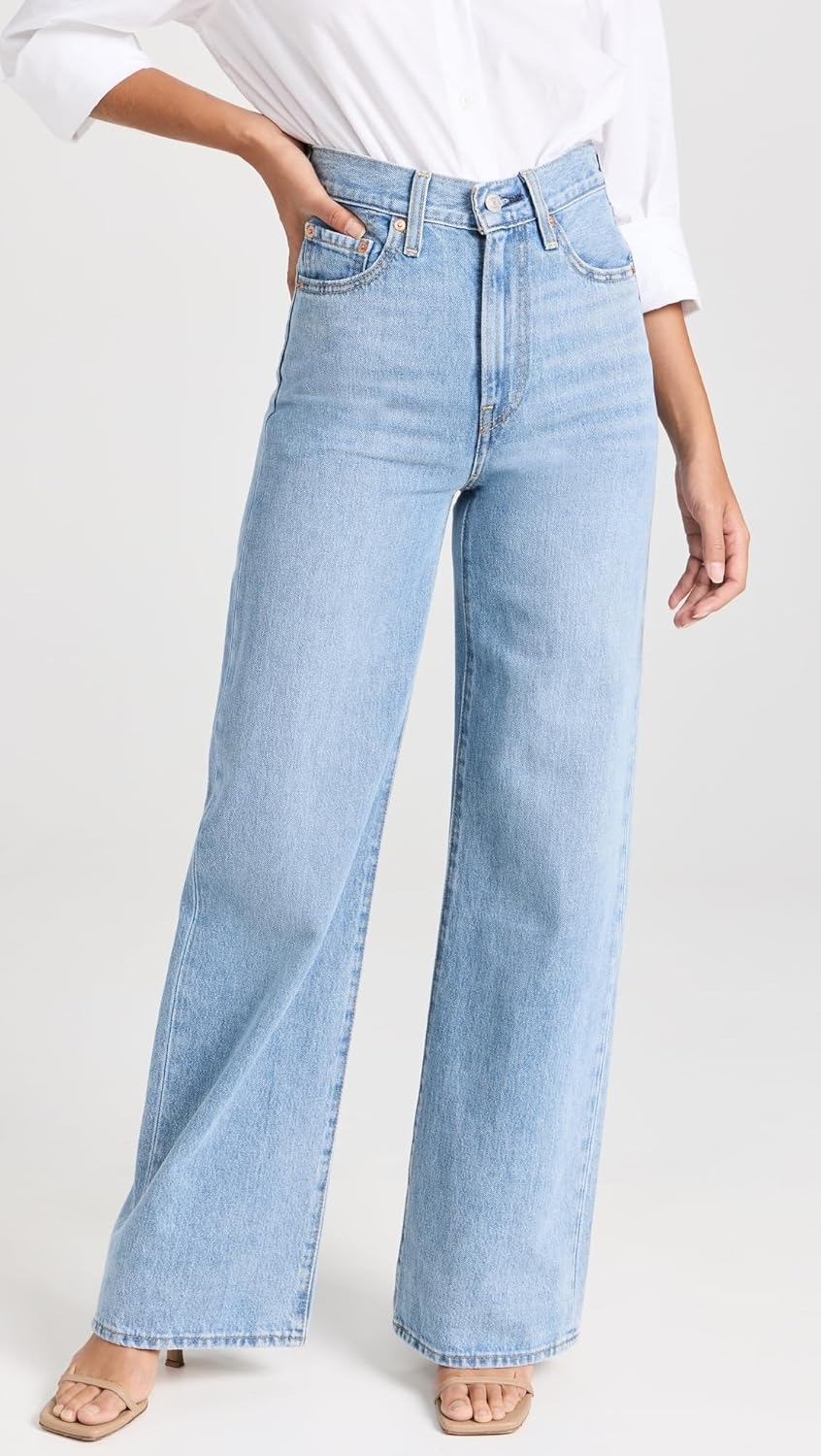 Levi's Women's Ribcage Wide Leg Jeans, Far and Wide, Blue, 25