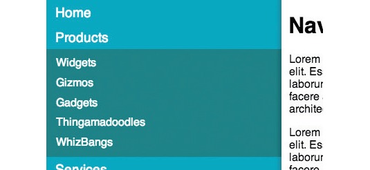 The off-canvas navigation opened and fully expanded to reveal a second-level menu
