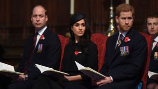 london, england april 25 prince william, duke of cambridge, meghan markle and prince harry attend an anzac day service at westminster abbey on april 25, 2018 in london, england photo by eddie mulholland wpa poolgetty images