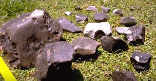 A view of meteorites from the major meteorite fall over Mbale, Uganda on Aug. 14, 1992.