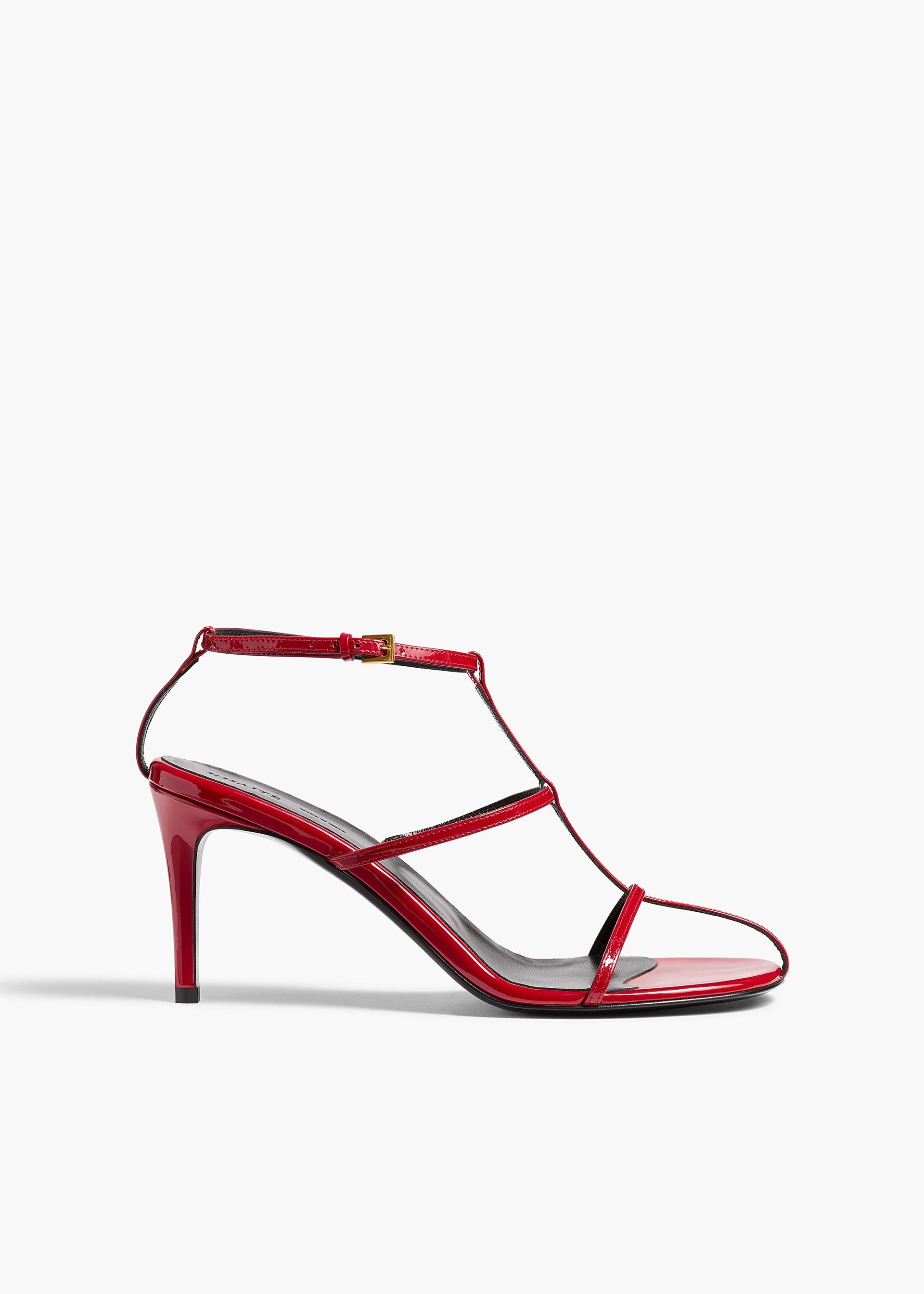 Khaite, Cage Sandal in Fire Red Patent Leather