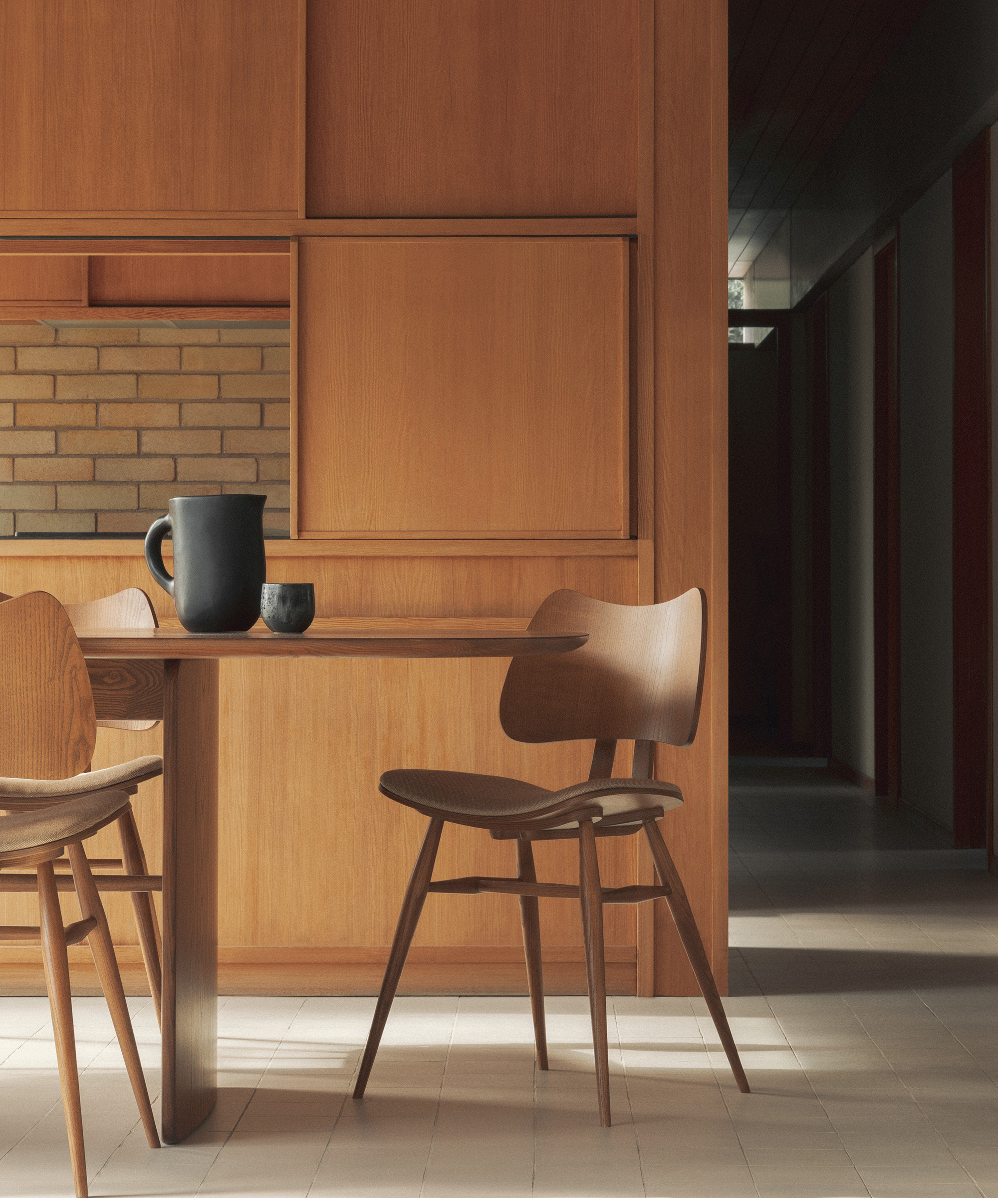 wood dining chair in a wood kitchen