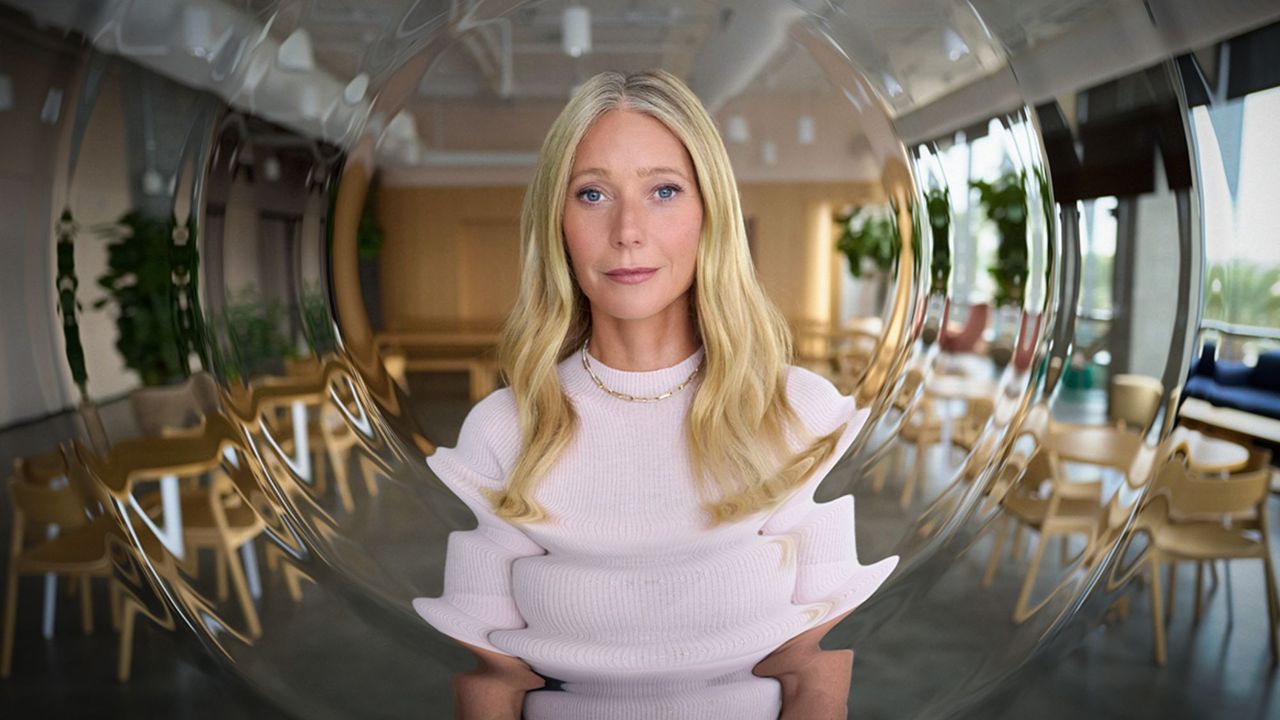 Gwyneth Paltrow practicing eyes-open meditation