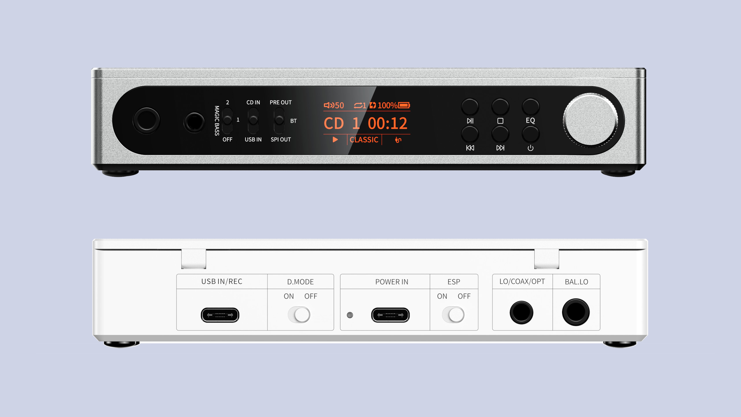 FiiO DM15 R2R CD player, front and back panel
