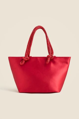 J.Crew Small Satin Tote With Crystal Handles