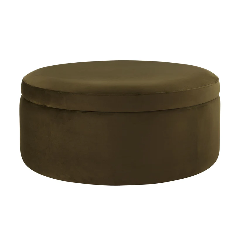 DUSK, Stockton Round Storage Pouffe in Rich Green