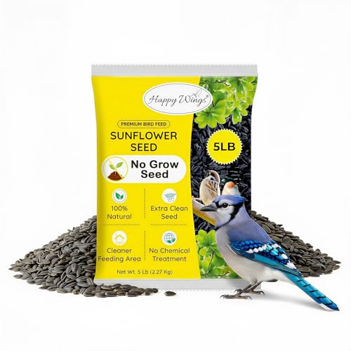 Happy Wings 5 Lb Black Oil Sunflower Seeds Bird Food, No Waste Bird Seed
