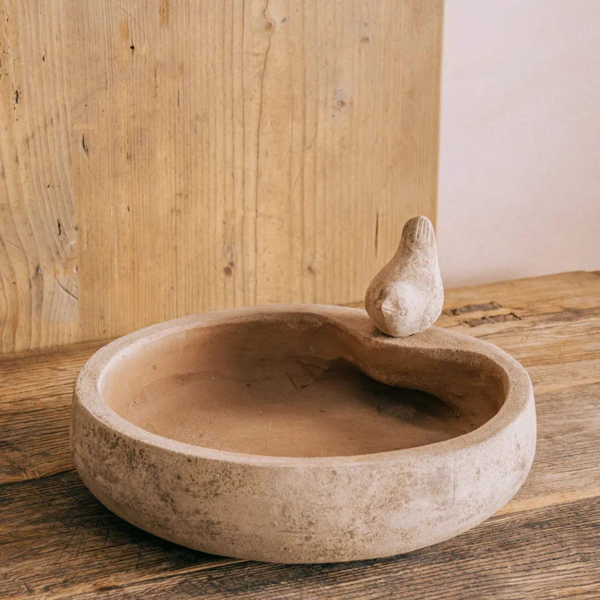 Graham and Green Terracotta Bird Bath With Bird Ornament