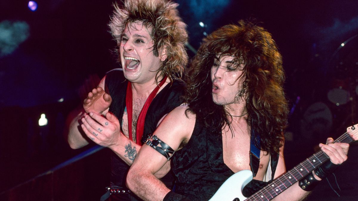 English singer Ozzy Osbourne and American Guitarist and Songwriter Jake E. Lee perform at Madison Square Garden on January 30, 1984 in New York, New York