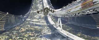 The scale of the Elysium ring was determined by the director's idea of how many people would be living there