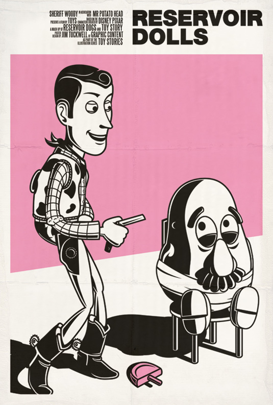 Woody and Mr. Potato Head in a famous still from Taratino's Reservoir Dogs