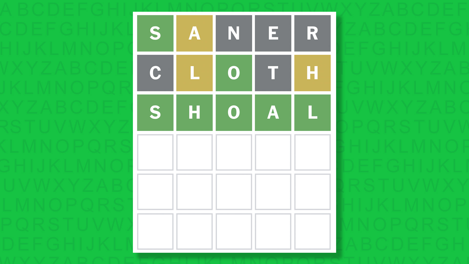 NYT Wordle answer for game 1725 on a green background