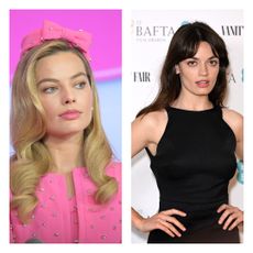 Side by side of Margot Robbie and Emma Mackey