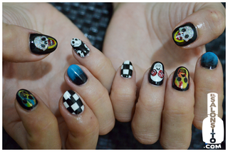 Damien Hirst and Alexander McQueen inspired nail art