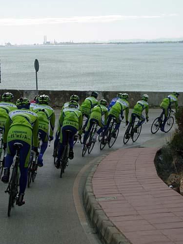 The group rides down towards Benicassim beach.