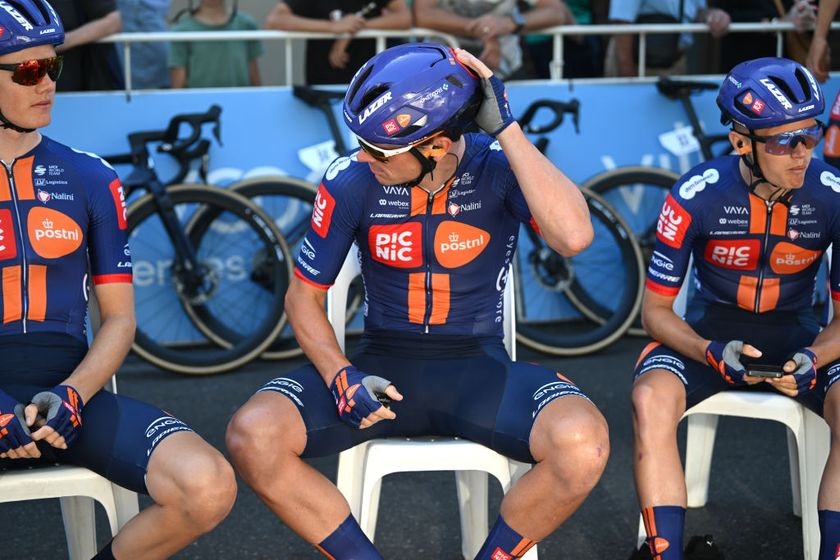 GLENELG, AUSTRALIA - JANUARY 24: Alex Edmondson of Australia and Team Picnic PostNL prior to the 25th Santos Tour Down Under 2025, Stage 4 a 157.2km stage from Glenelg to Victor Harbor / #UCIWT / on January 24, 2025 in Glenelg, Australia. (Photo by Dario Belingheri/Getty Images)