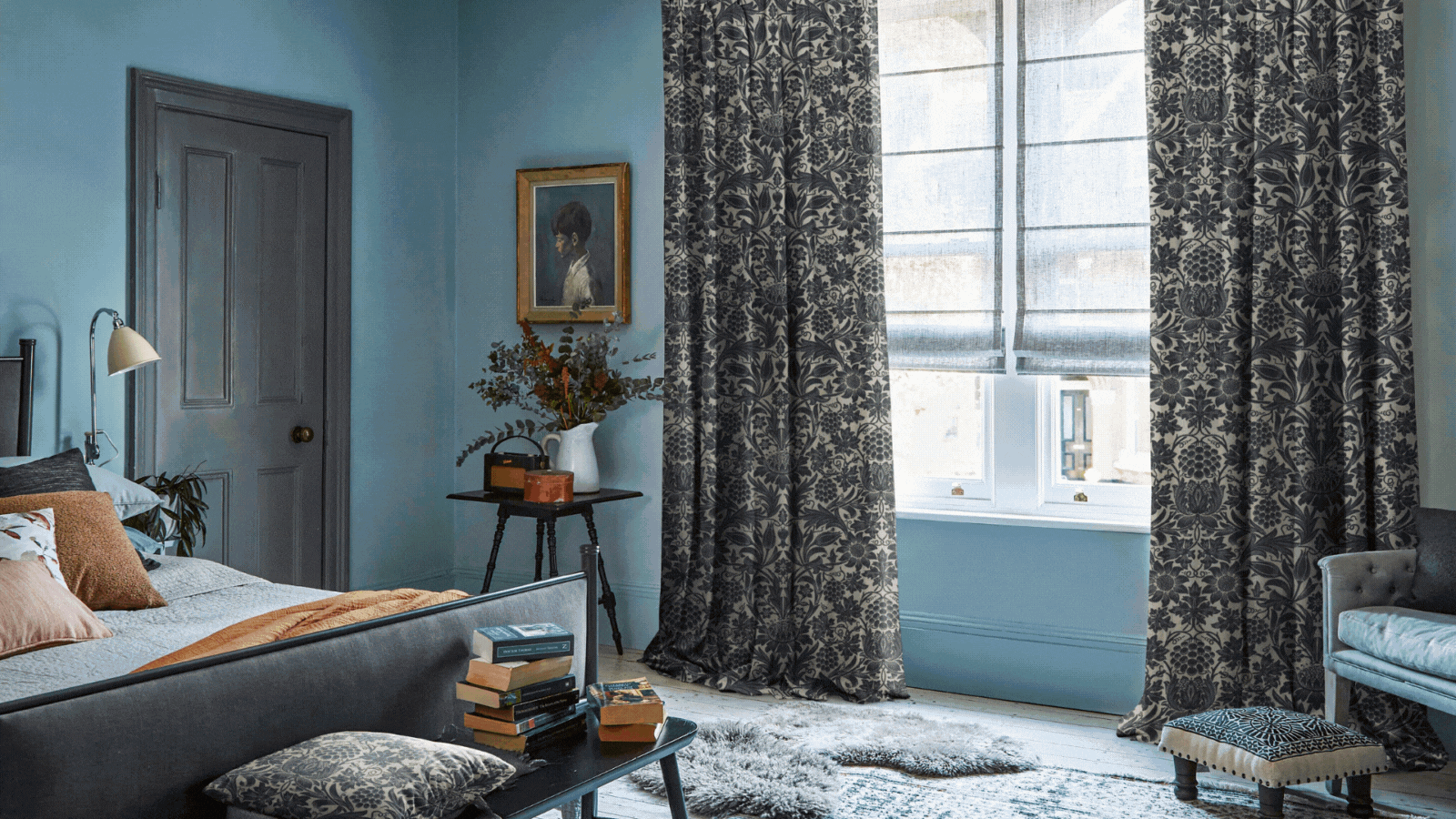 a video of different rooms featuring the Hillary's x William Morris fabric collection