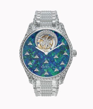 Gucci Watch with little bees on watch face and diamond strap