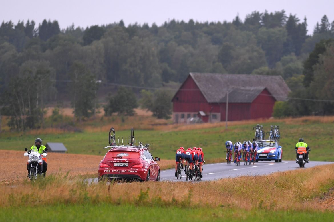 The teams raced on an out and back course