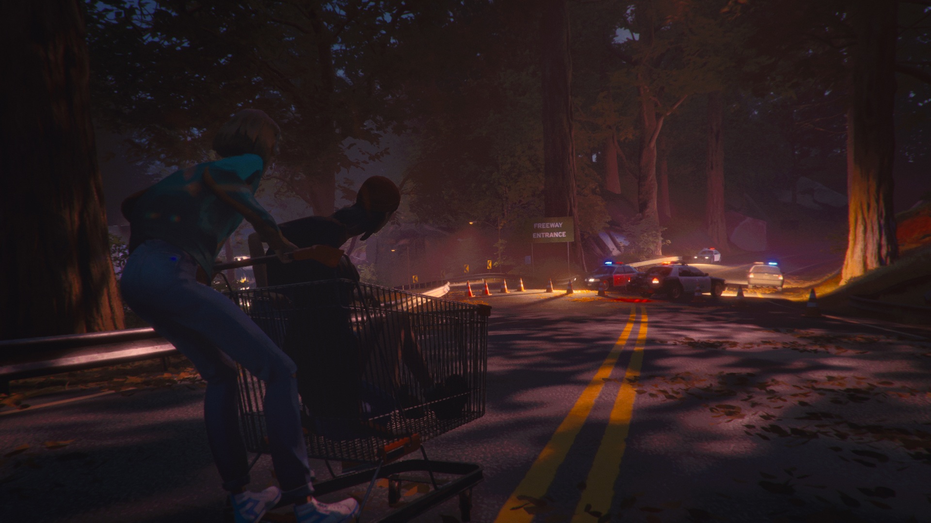 Three teenagers on a shopping cart in Mixtape