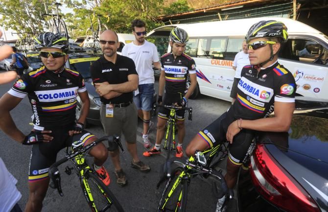 Team Colombia on the startline of Stage 1