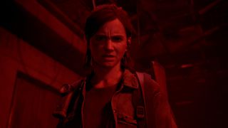 Ellie lit in red in the The Last of Us Part 2 Remastered for PC