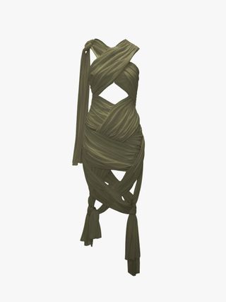 Sleeveless Wrap Dress in Green | Jw Anderson Gb