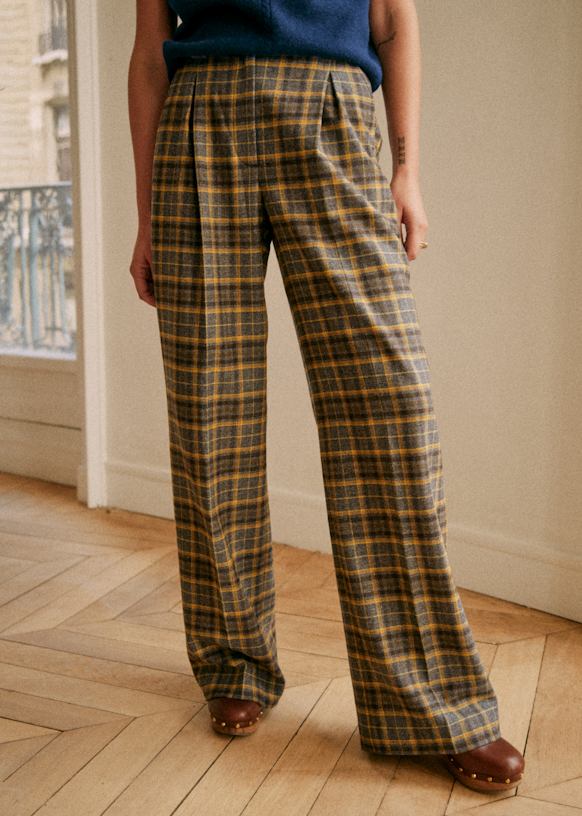 Th&amp;eacute;ophile Trousers - Giallo Checks - Recycled Wool - S&amp;eacute;zane