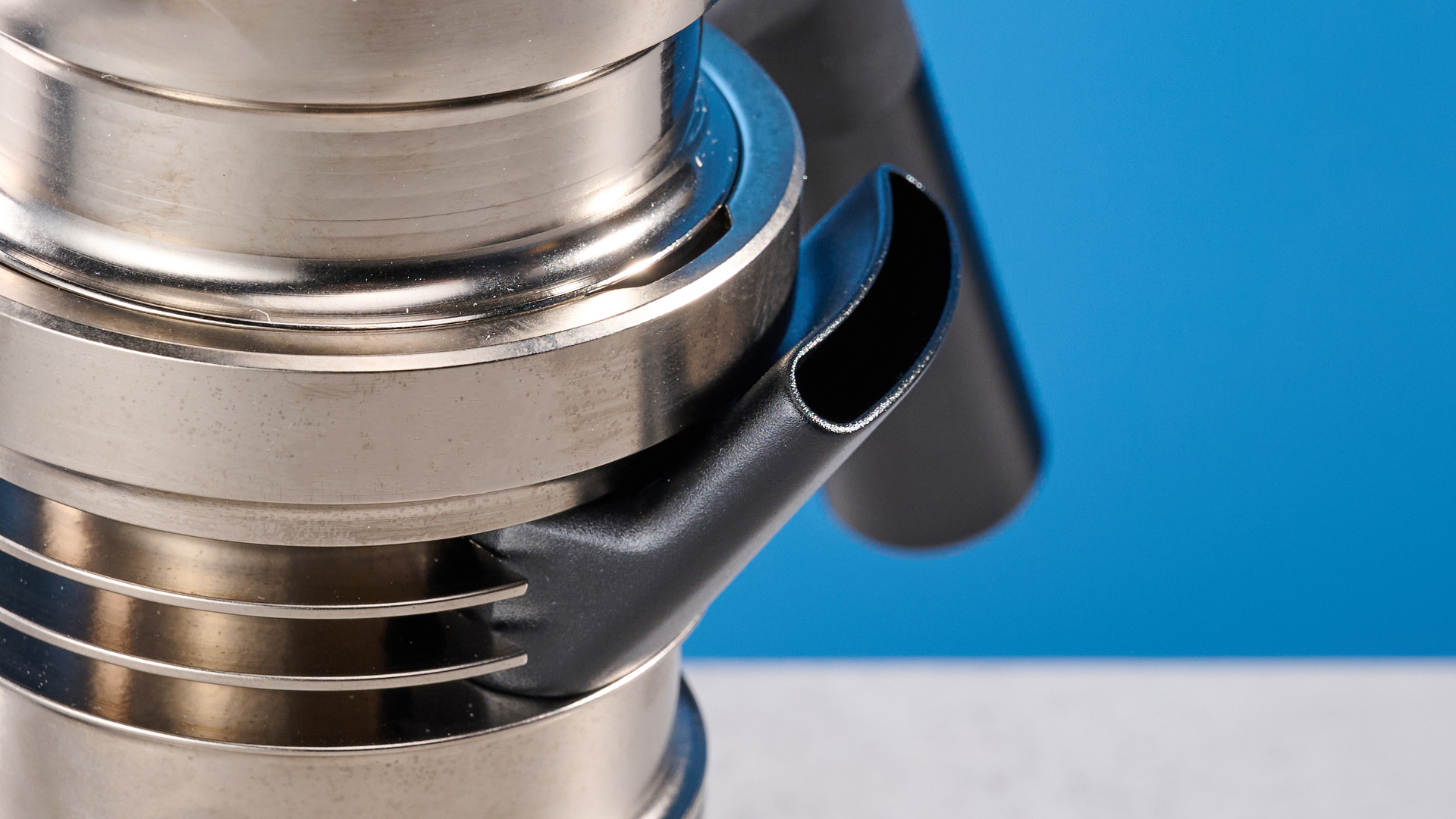 A photo of the 9Barista Espresso Machine Mk.2 against a blue background