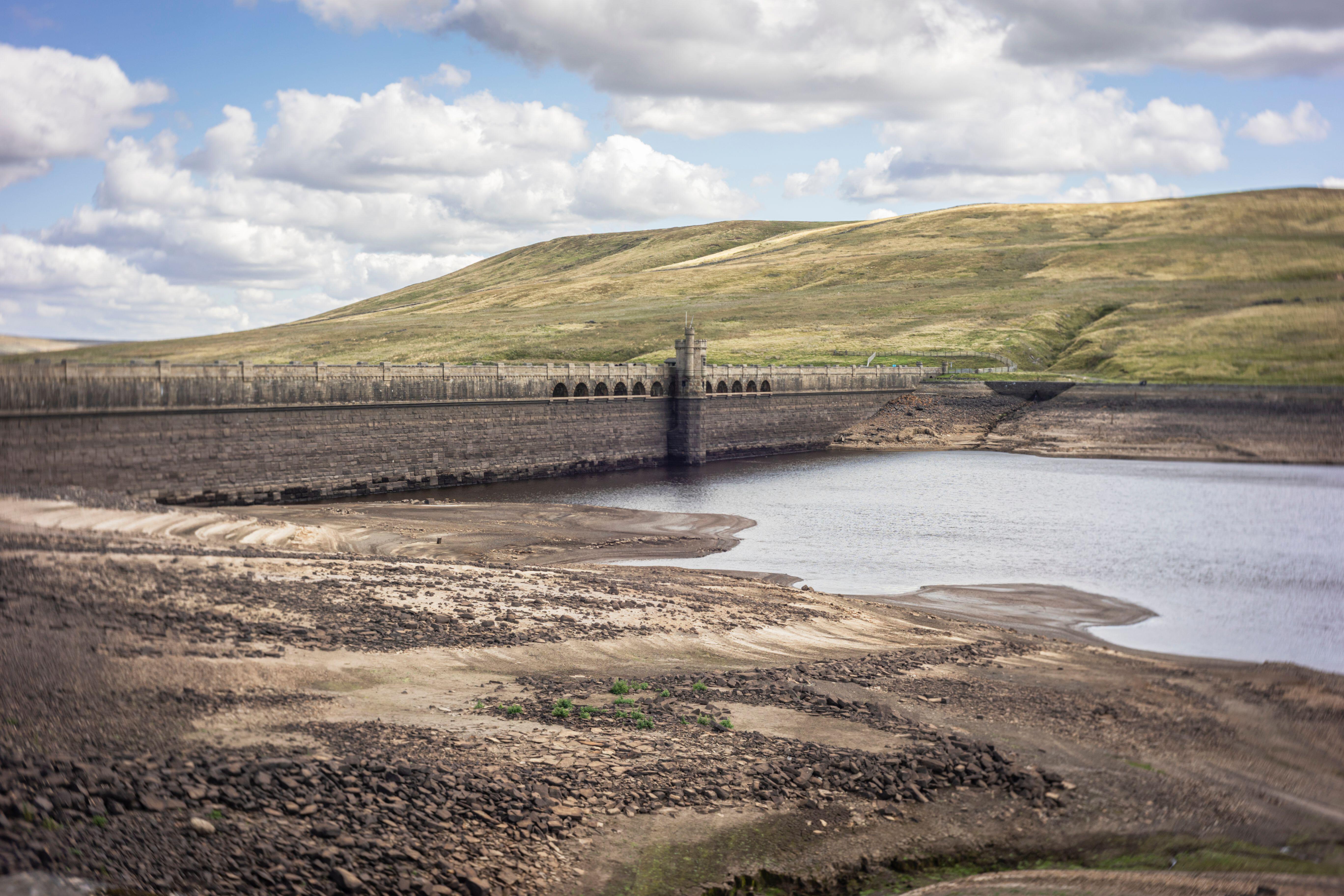Angram Reservoir during severe summer drought