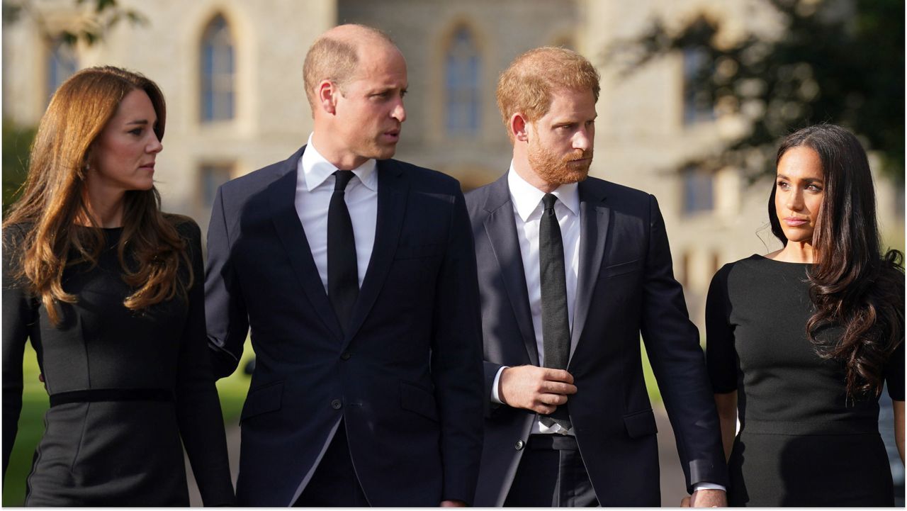 Princess Kate, Prince William, Prince Harry, and Duchess Meghan at Windsor Castle on September 10, 2022 in Windsor, England. 