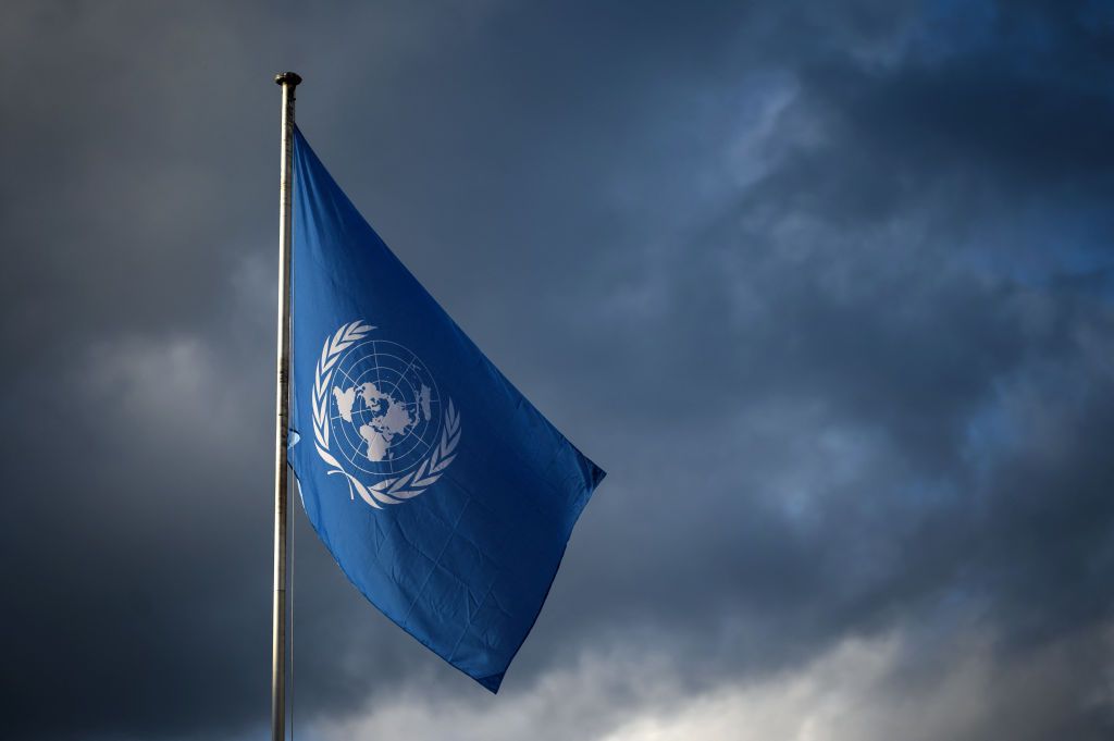 United Nations flag.