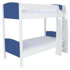 White and blue detachable bunk bed set with ladder on side