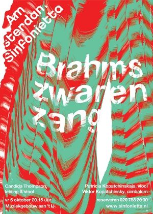 Studio Dumbar has had free creative reign in designing posters for the Amsterdam Sinfonietta since 2005; the only guidelines are that the logotype must be displayed boldly across the poster, along with information about the musicians, dates, times, ordering tickets and so forth