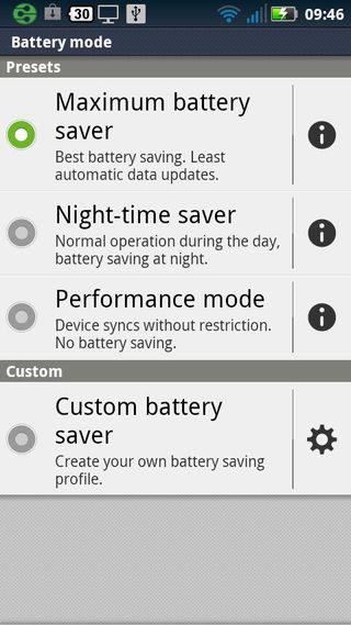 Motorola defy+ battery modes