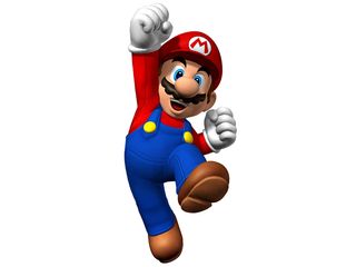 Mario celebrating minutes before a Bullet Bill sent him plummeting to his death