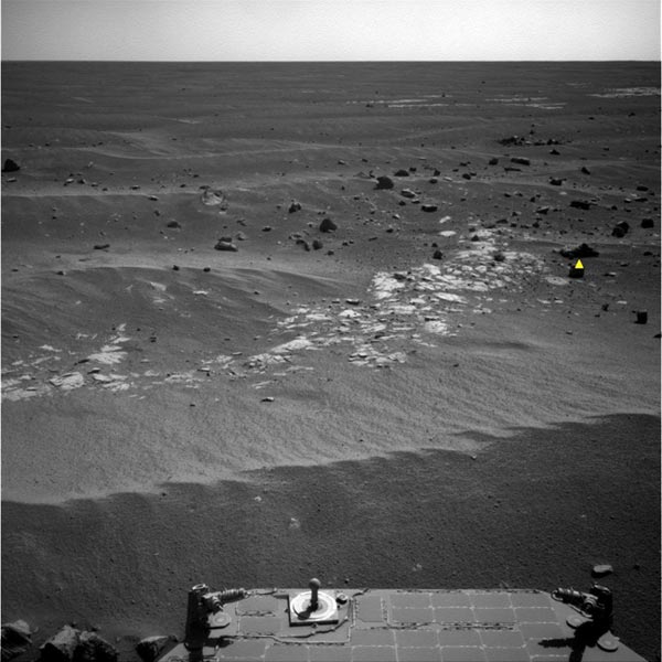 Image from NASA’s Mars rover Opportunity in which it selected a Mars rock for further study and exploration.