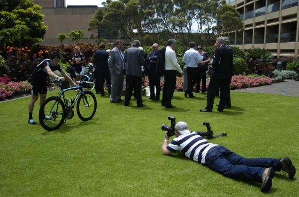 Chris Sutton (Team Sky) posed for photos for nearly 30 minutes at the event.