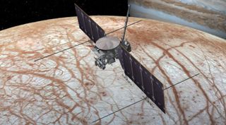 An artist's depiction of the Europa Clipper mission, which would receive $600 million in the president's budget request for the fiscal year beginning in October 2019.