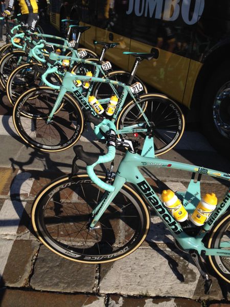 The Lotto Jumbo BIanchi road bikes