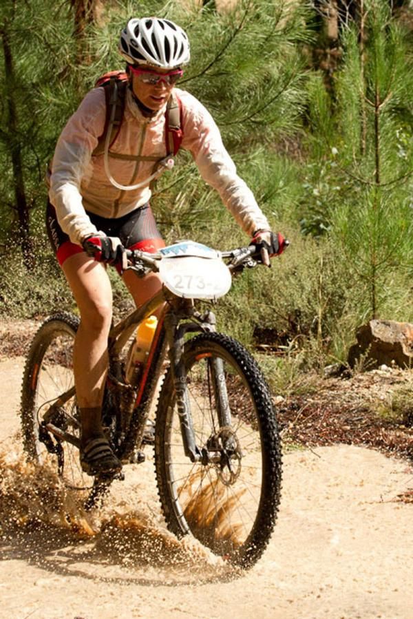 Vanessa Haywood during stage 5 of the 2012 Absa Cape Epic Mountain Bike stage race from the Overberg Primary &amp; High School in Caledon to Oak Valley Wine Estate in the Elgin Valley, South Africa on the 30 March 2012